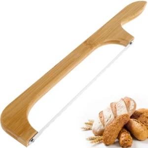Homemade Bread Bow Cutter Serrated Sourdough Bread Slicer with Wood Handle Baguettes Bow Knife Bagels Cutter Kitchen Baking Tool