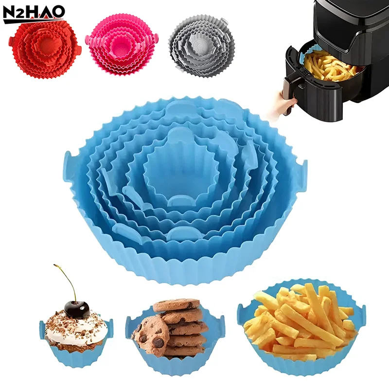 Air Fryer Silicone Tray Baking Mat Fried Basket Liner Pot Holder Grill Pan Replacement Bakeware Pizza Pan For Healthy Cooking