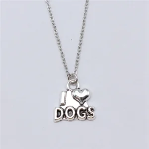 1pcs I Heart Dog Charms Necklace Women Accesories Jewelry And Accessories New In Chain Length 40+5cm