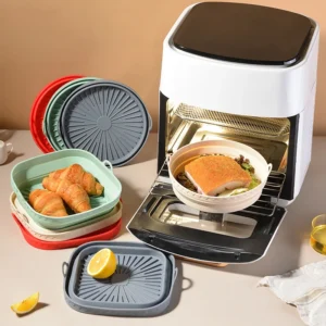 1Pcs Air Fryer Silicone Basket Pot Square Foldable Airfryer Oven Baking Tray Mold Liner Reusable Oil-Free Outdoor Tableware