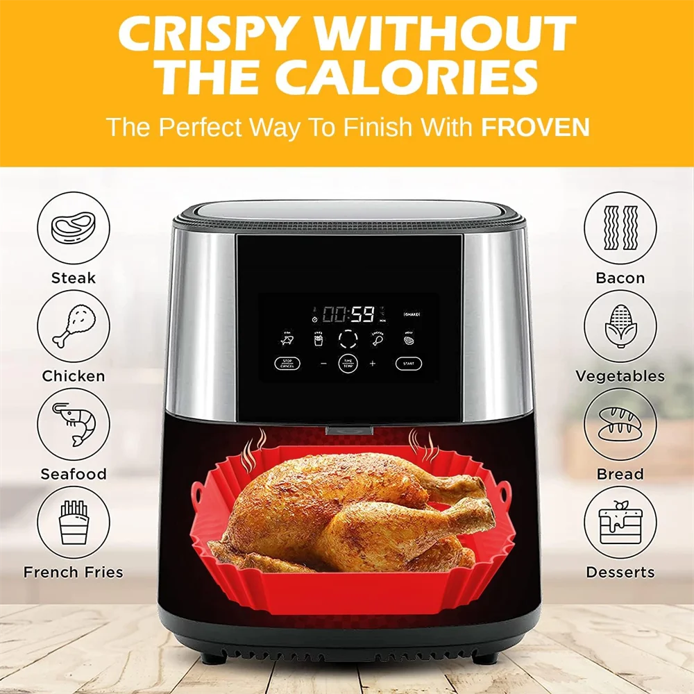 Square Silicone Air Fryer Mats Suitable for 4-7 Quart Ovens , Reusable Non-Stick Sheets Compatible for Air Fryers - Image 6