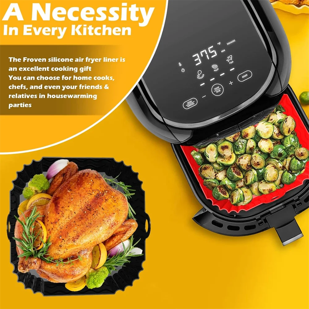 Square Silicone Air Fryer Mats Suitable for 4-7 Quart Ovens , Reusable Non-Stick Sheets Compatible for Air Fryers - Image 4
